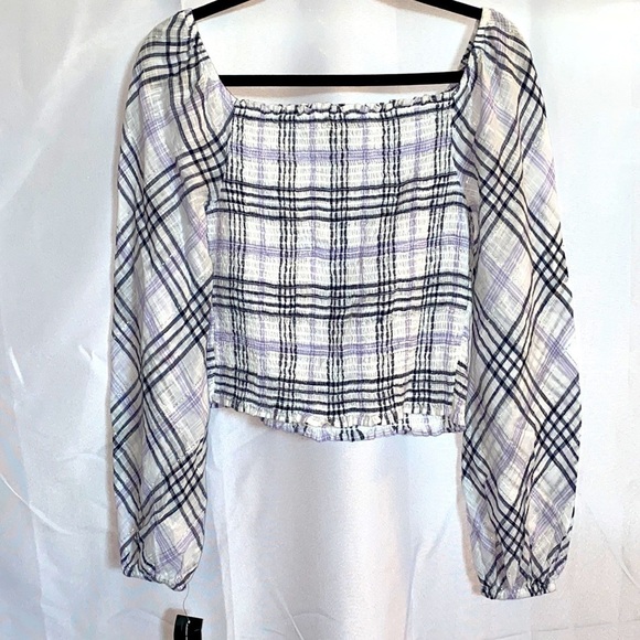 INC Smocked Plaid Blouse - Picture 5 of 9